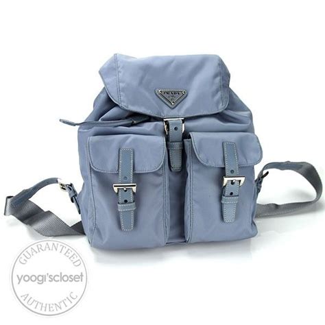 prada light blue tessuto nylon backpack bag|Prada nylon shoulder bag.